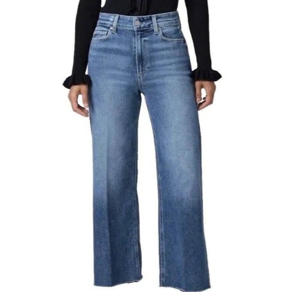 Paige Anessa Straight Jeans Sz 30 High Rise Cropped Raw Hem
